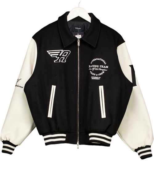 REPRESENT Black Racing Team Varsity Jacket Black/white UK S