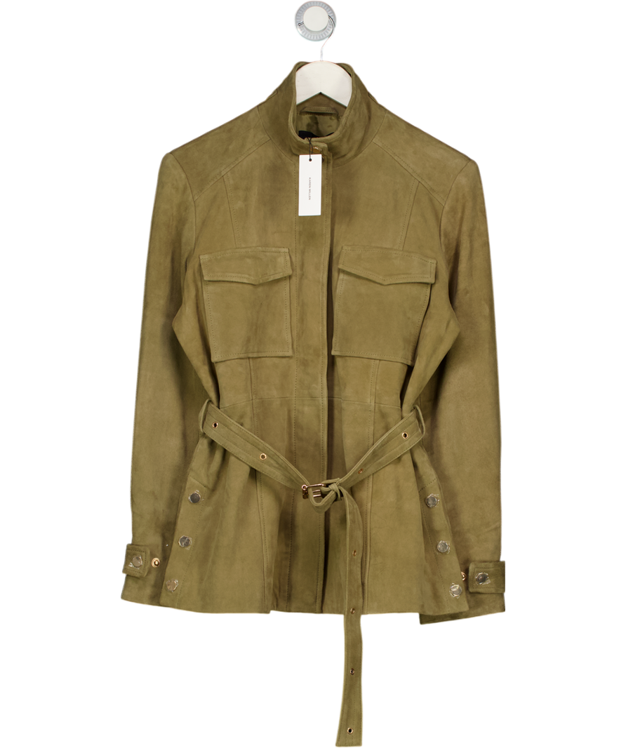 Karen Millen Olive Green Real Suede Utility Jacket UK 10