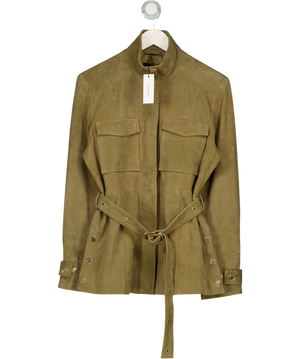 Karen Millen Olive Green Real Suede Utility Jacket UK 10