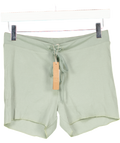 GREEN Mineral Green Cotton Rib Drawstring Shorts UK S