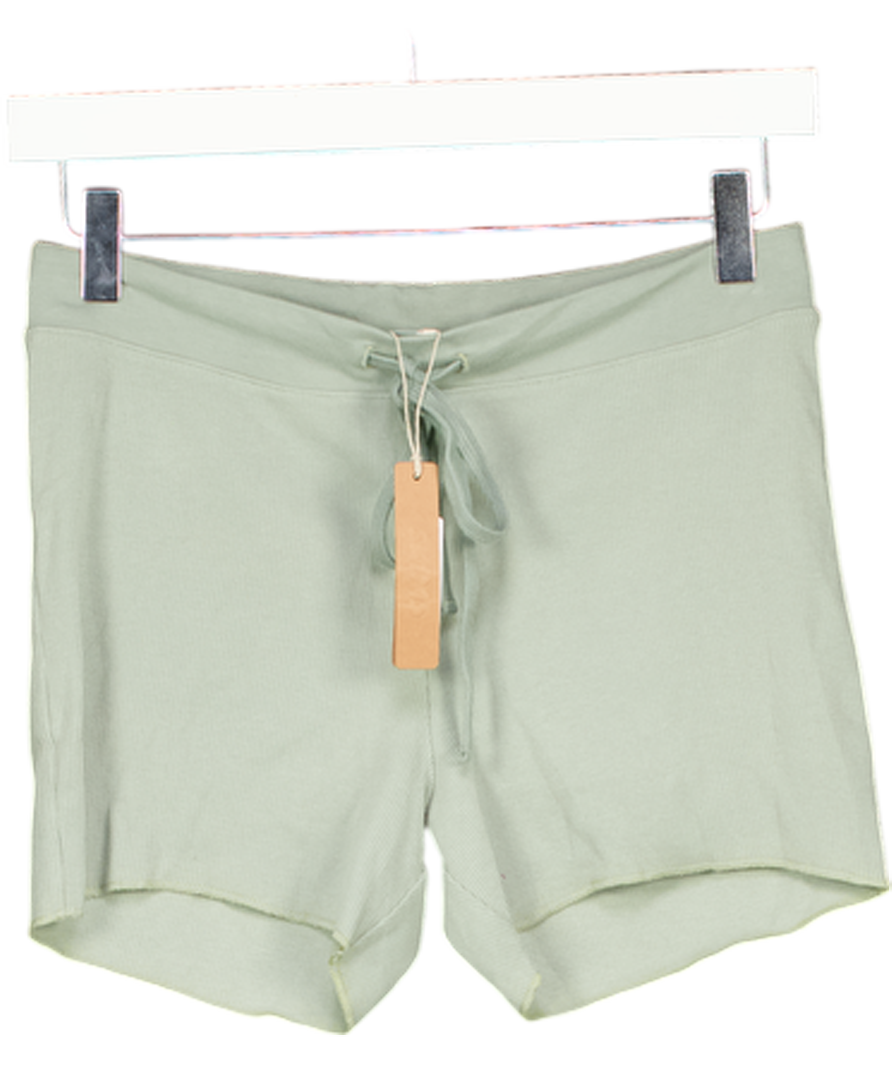 GREEN Mineral Green Cotton Rib Drawstring Shorts UK S