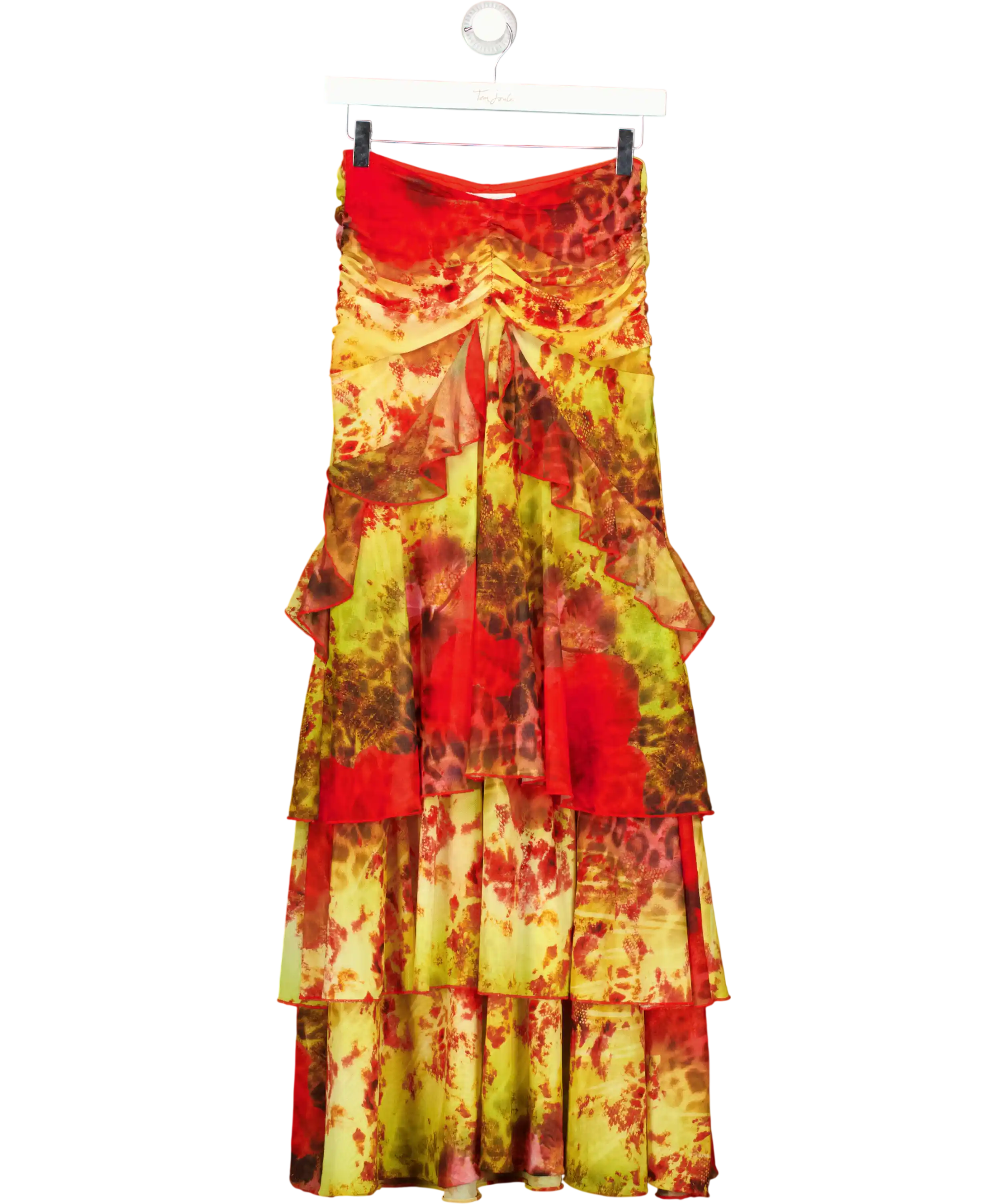 Outcast Red Ruffle Maxi Skirt UK XS