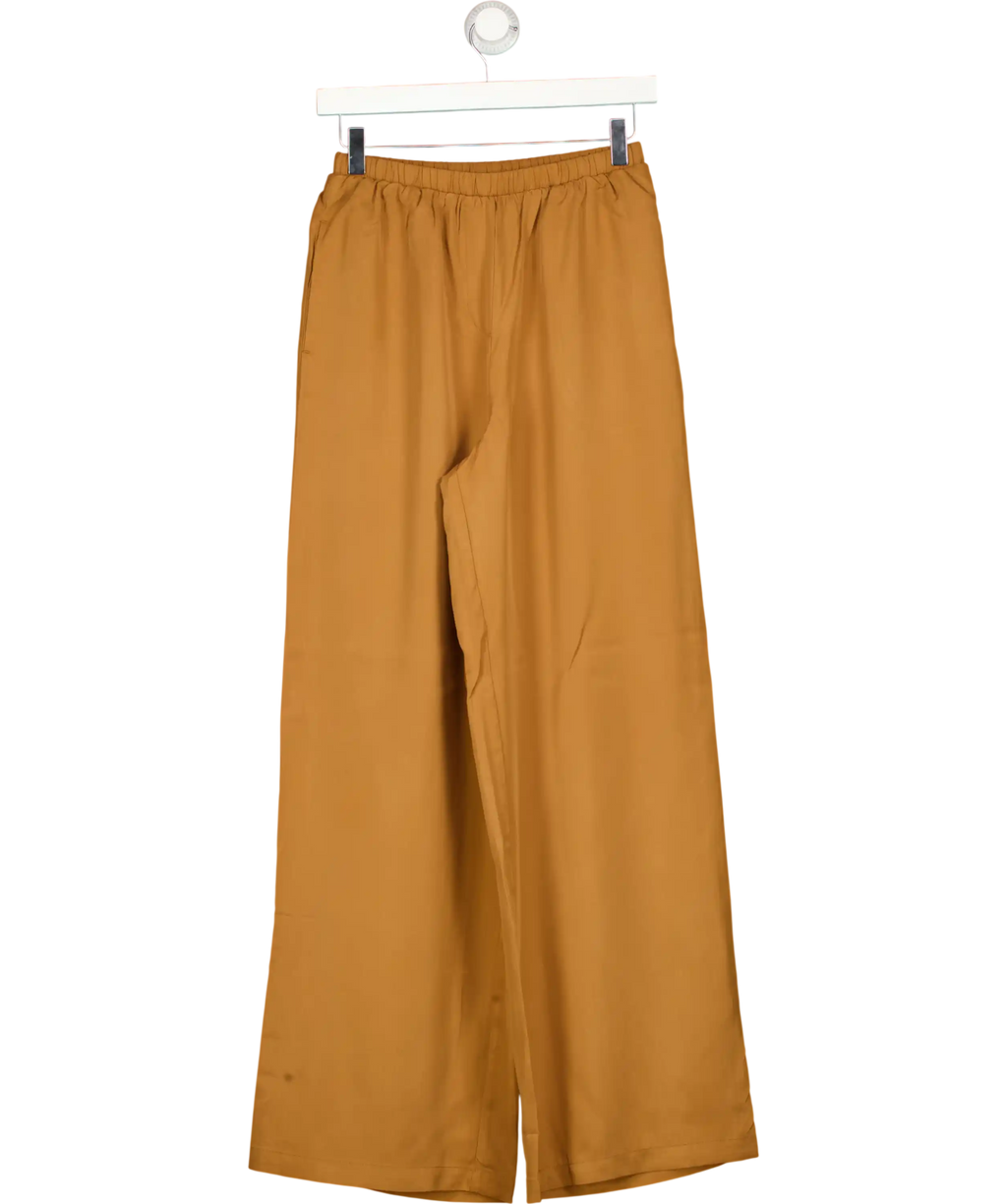 ASOS Design Tan Brown Elastic Waist Wide Leg Trousers UK 6