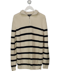 ZARA Cream Knit Quarter Zip Striped Jumper UK L
