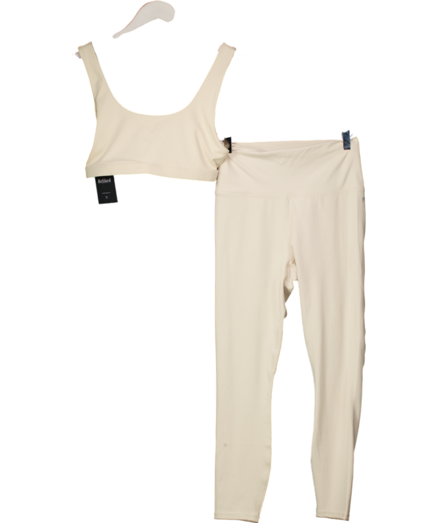 Fabletics Cream Oasis Pureluxe 7/8 Leggings And Sports Bra Set UK M