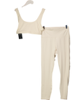 Fabletics Cream Oasis Pureluxe 7/8 Leggings And Sports Bra Set UK M