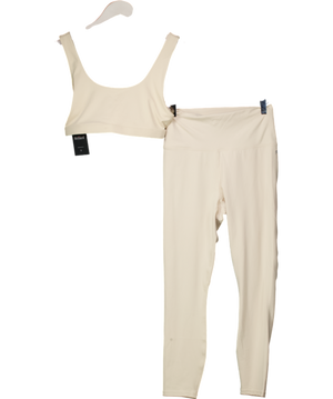 Fabletics Cream Oasis Pureluxe 7/8 Leggings And Sports Bra Set UK M