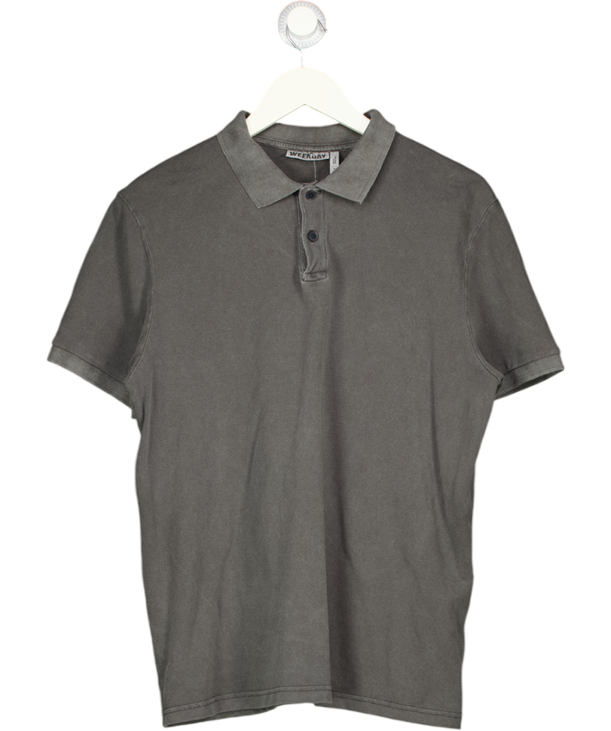 Weekday Black Short-sleeved Cotton Piqué Polo Shirt UK M