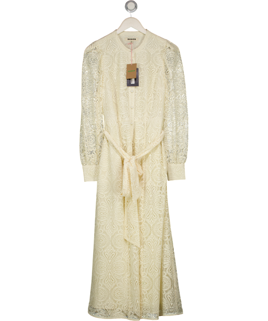 BODEN Cream Paisley Lace Blouson Sleeve Shirt Dress UK 8