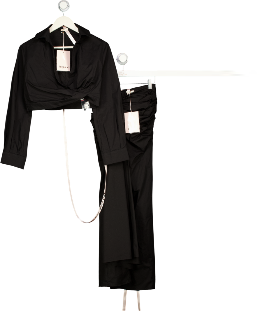 House of CB Black Ivara Drape Waist Long Sleeve UK XS