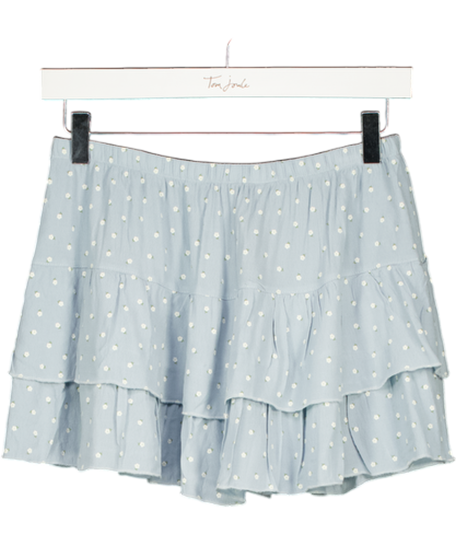 BRANDY MELVILLE Blue Floral Tiered Mini Skirt One Size