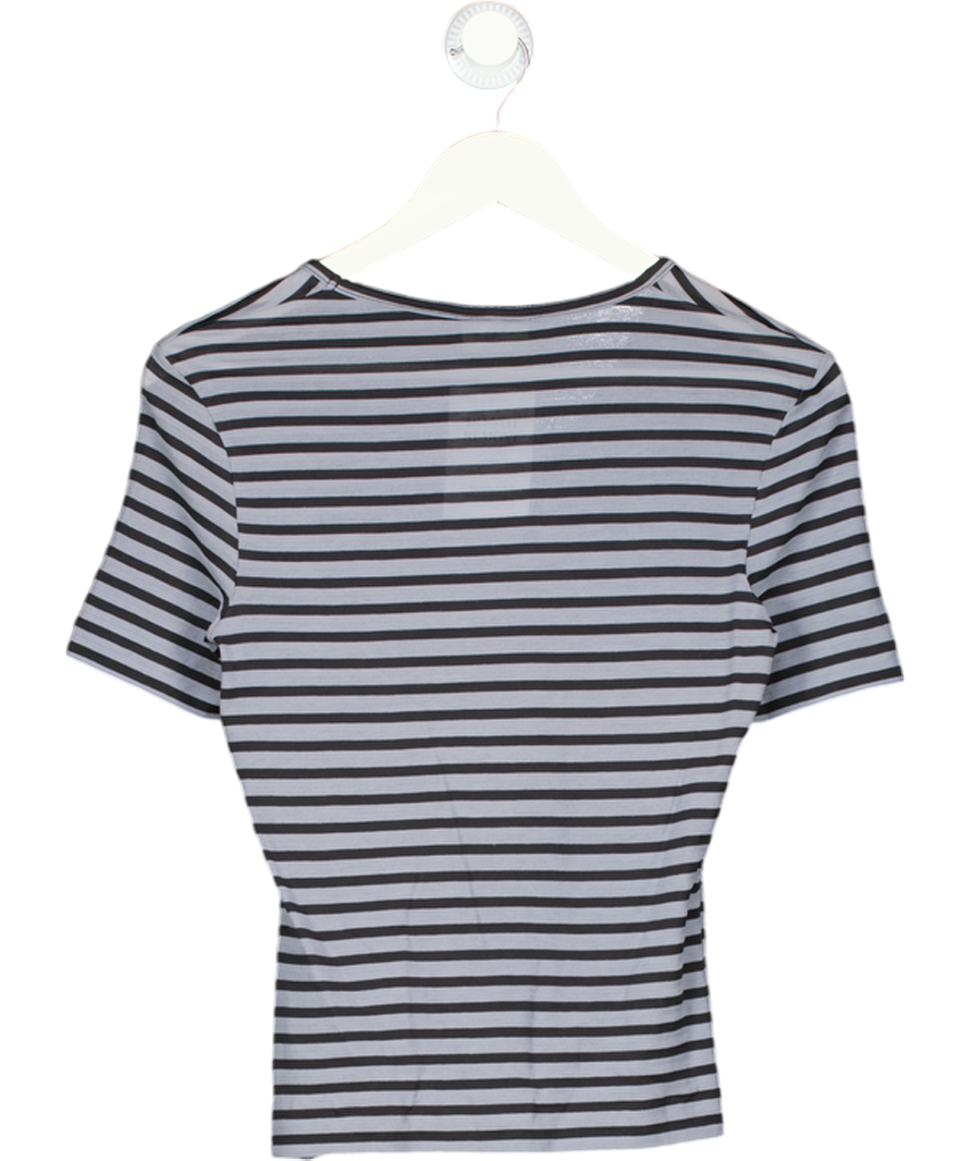 Sisley Blue Striped Sheer V-neck T-shirt UK S