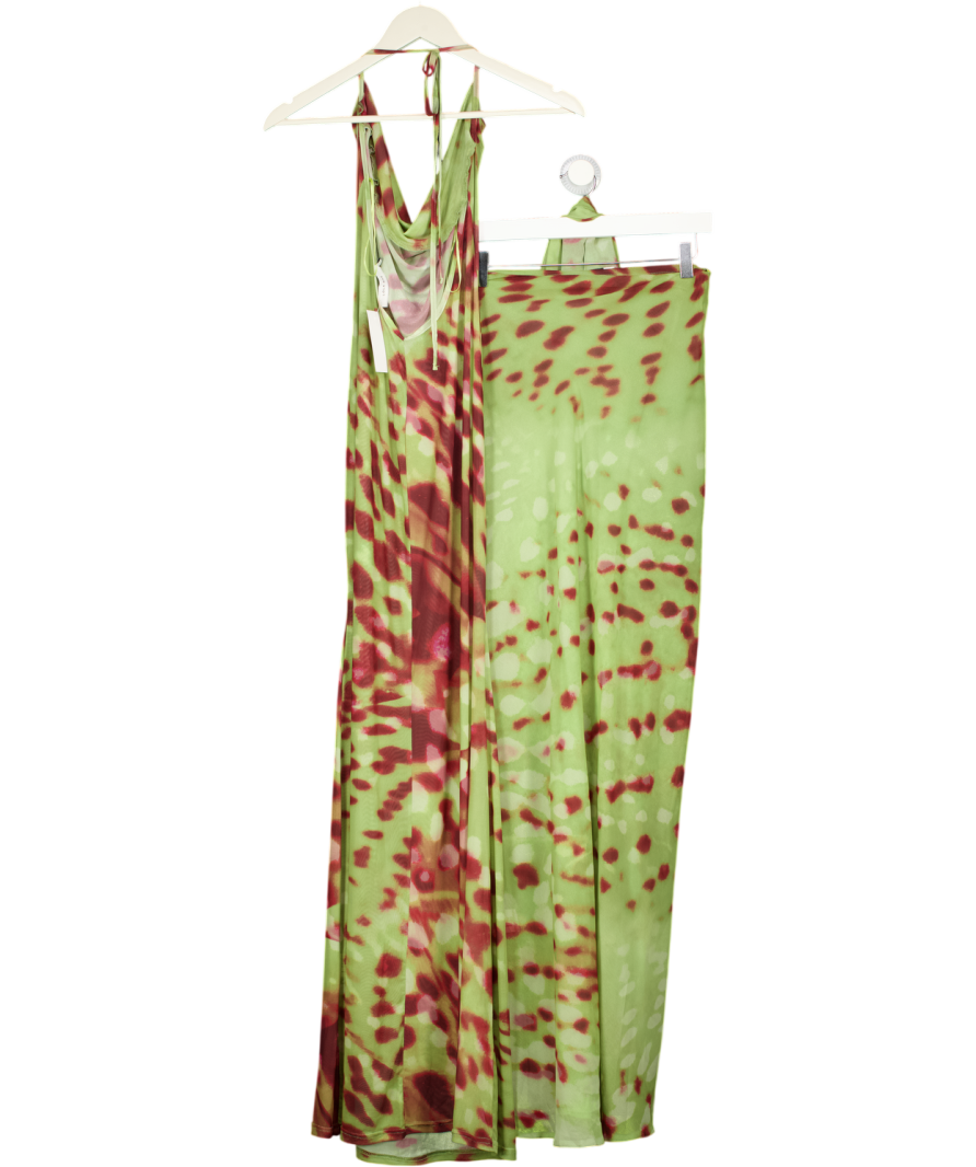 Lola Rae Green Marina Maxi Skirt With Sheer Bandana UK S