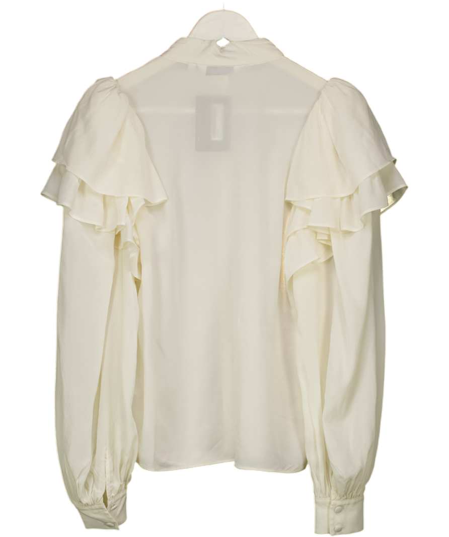 & Other Stories Cream 100% Silk Layered Frilled Blouse Fr34 UK 6