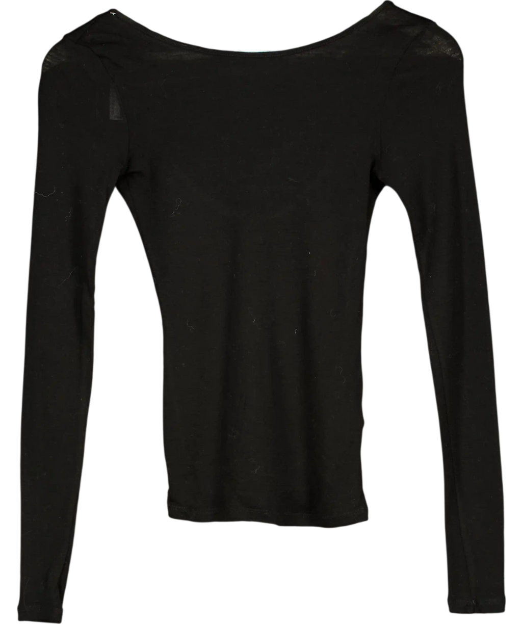 ARKET Black Fine Wool Scoop Back Knit Jumper UK S