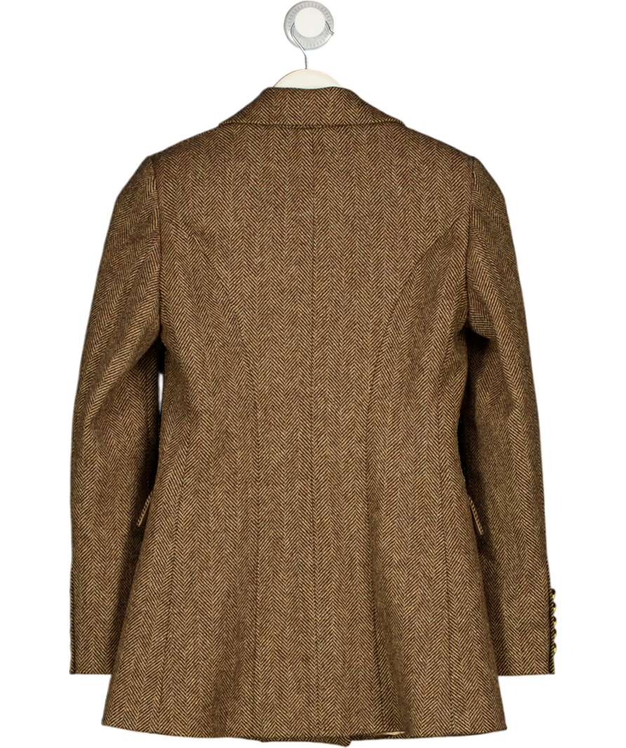 HOLLAND COOPER Double Breasted Blazer - Brown Herringbone UK 6