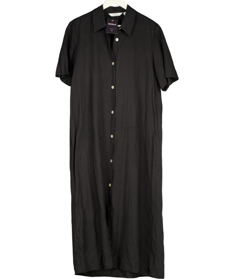 & Other Stories Black Midi Shirt Dress UK S