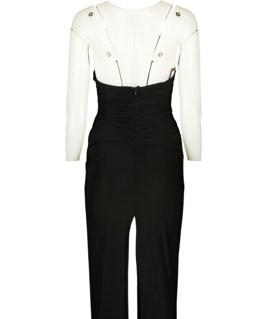 Magda Butrym Dress Deep Structured V Halter Neck Black Dress With 3d Roses Fr38 UK 10