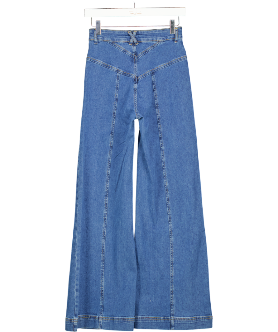 THE HIPPIE SHAKE Blue Little Jeanie Chevron Wide Leg Jeans UK 8