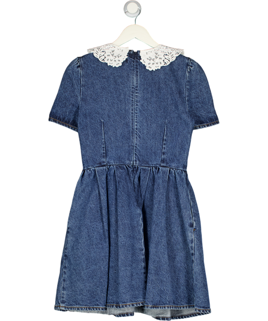 SELF PORTRAIT Blue Lace Collar Denim Mini Dress UK 10
