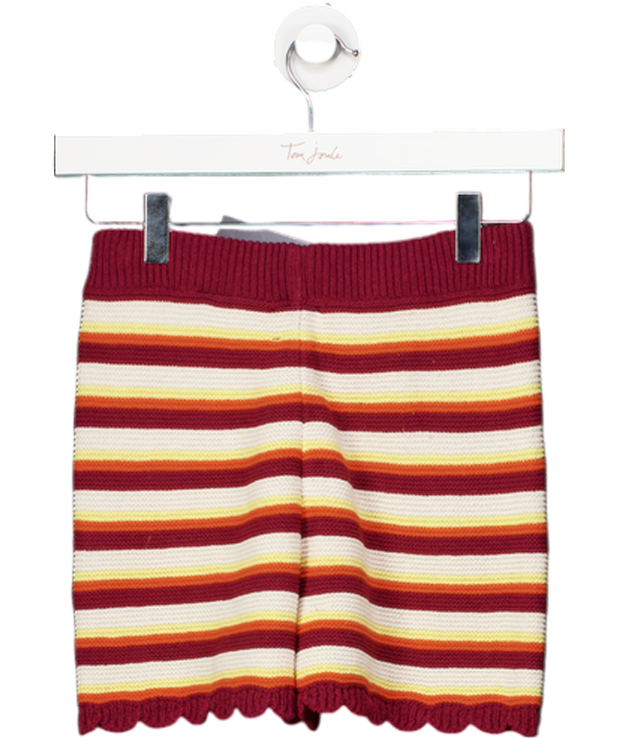 ASOS Multicoloured Design Striped Knit Shorts With Scallop Trim UK XS