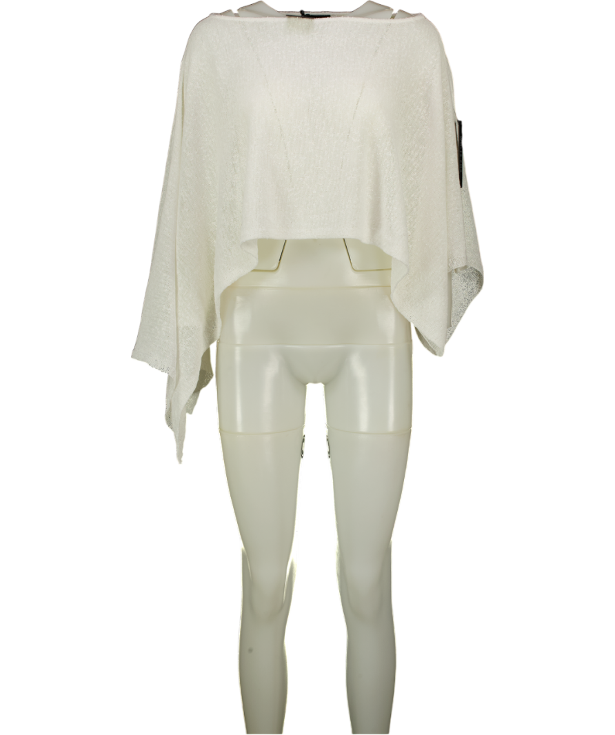 WHITE FOX White Sunset Silhouette Knit Poncho Top White One Size