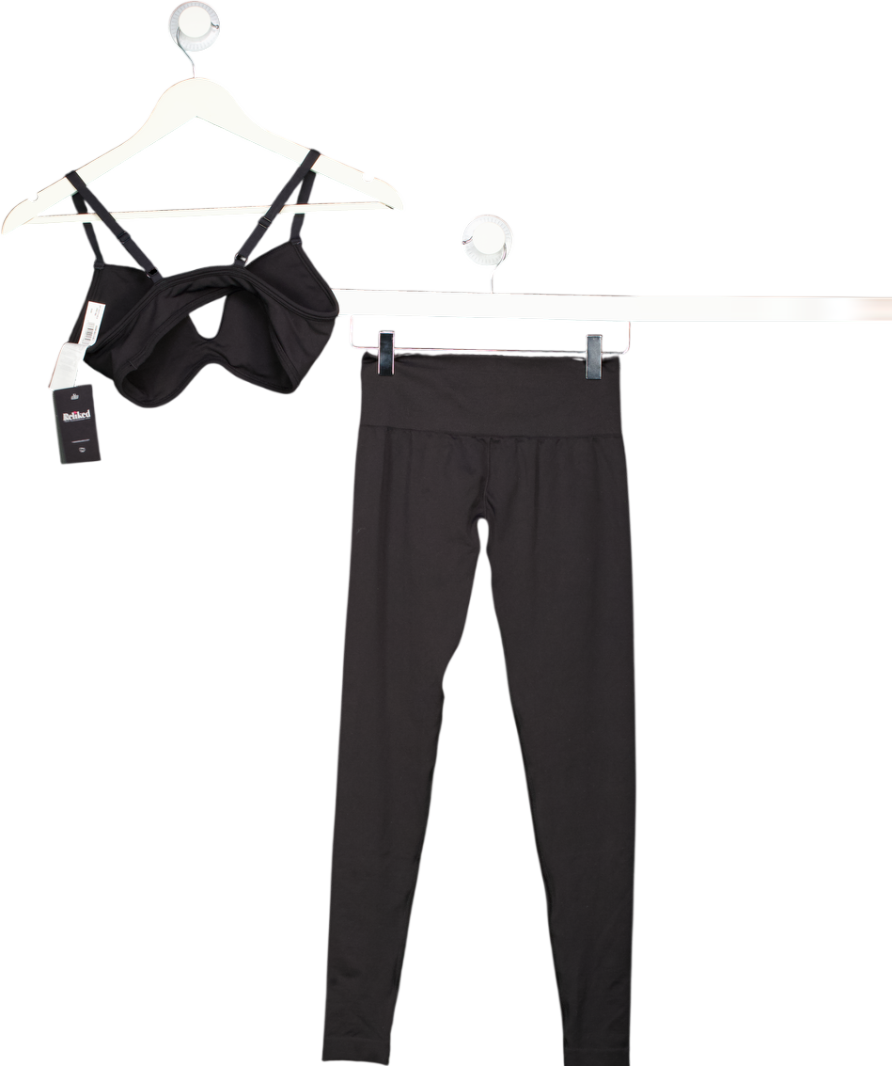 gymshark Black Soft Sculpt V-neck Sports Bra And Soft Sculpt Leggings UK S