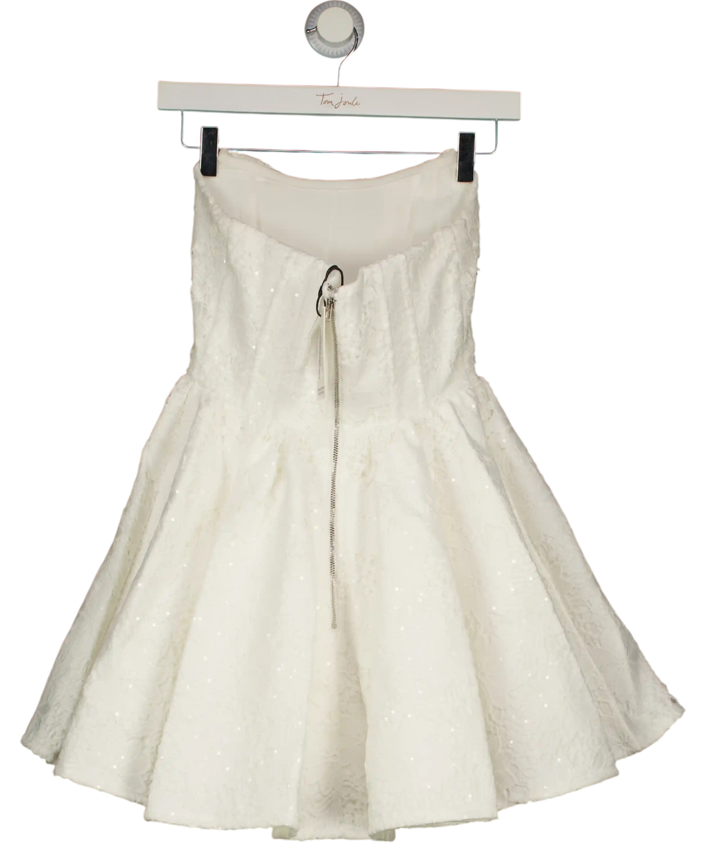 SLA the label White Dolly Lace Sequin Corset Top Mini Dress UK XS