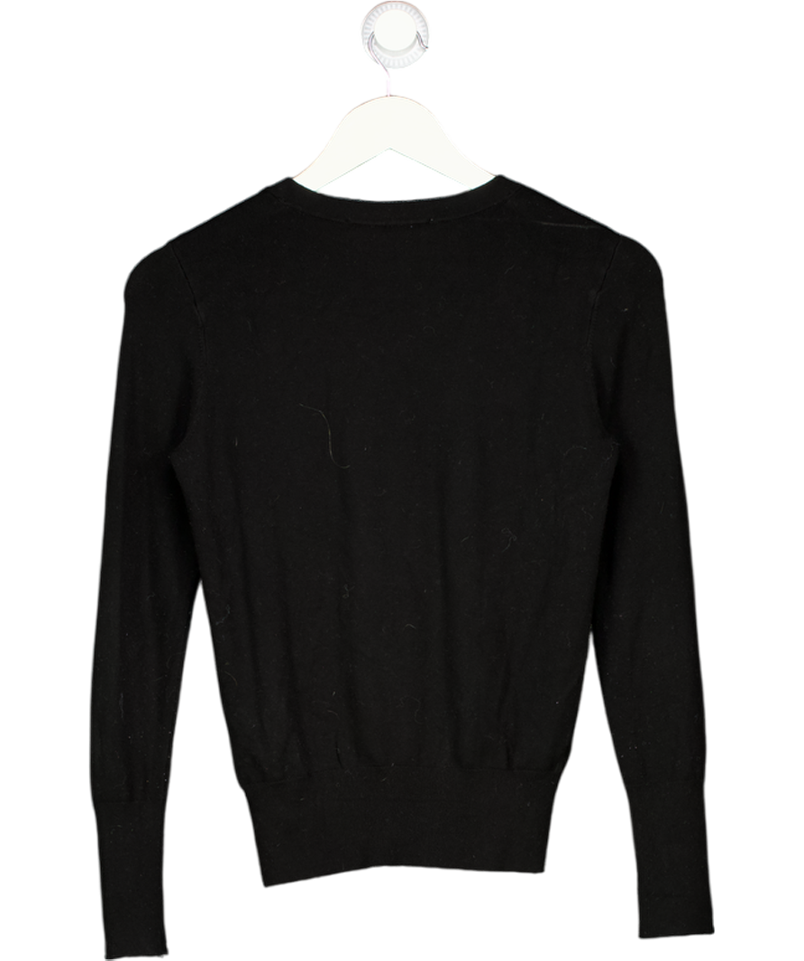 ZARA Black Fine Knit Jumper With Gold Button Detail UK S
