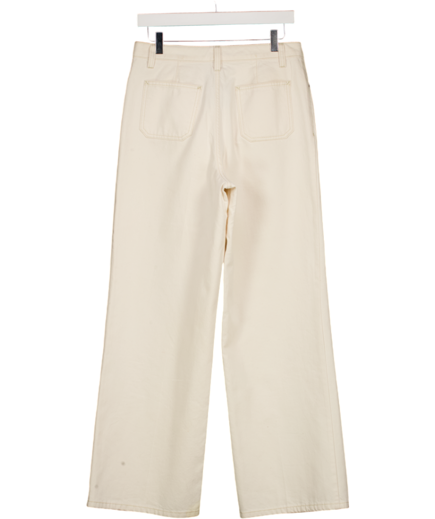 M&S Cream High Waisted Wide Leg Jeans UK 10