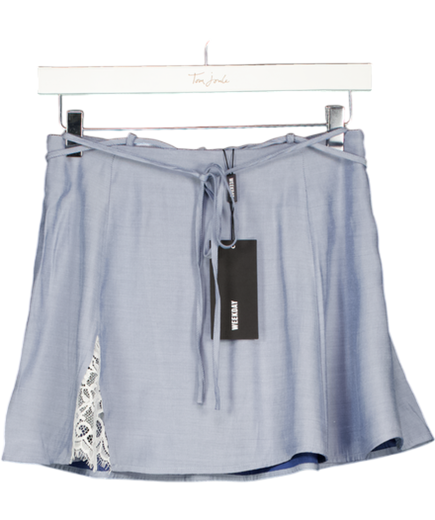 WEEKDAY Blue Lucille Skirt With Lace Accent UK 6