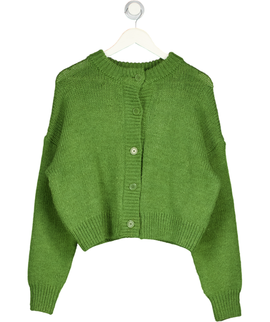 ASOS Design Crop Crew Neck Cardigan In Green UK M
