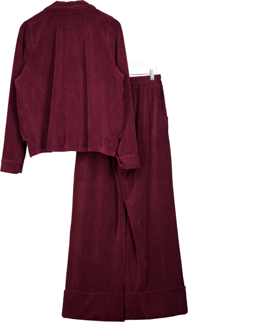 Mars the Label Red 3-piece Burgundy Velvet Loungewear Set UK S