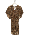 ACCESSORISE Brown Leopard Chiffon Kaftan Cover Up UK M