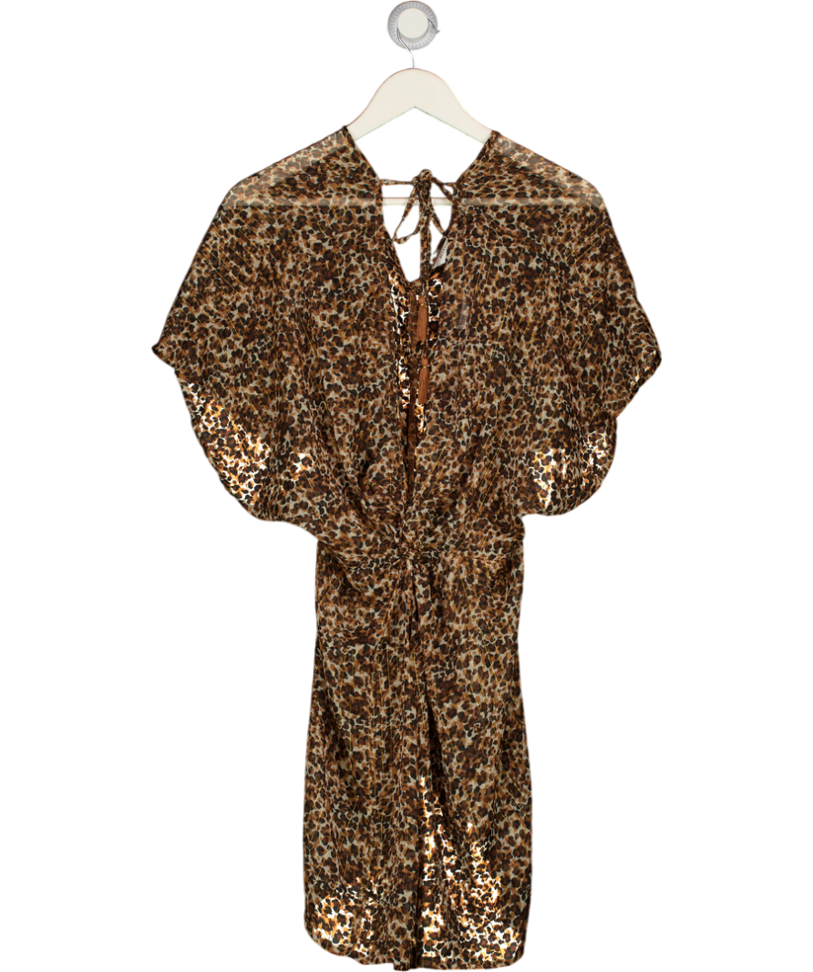 ACCESSORISE Brown Leopard Chiffon Kaftan Cover Up UK M