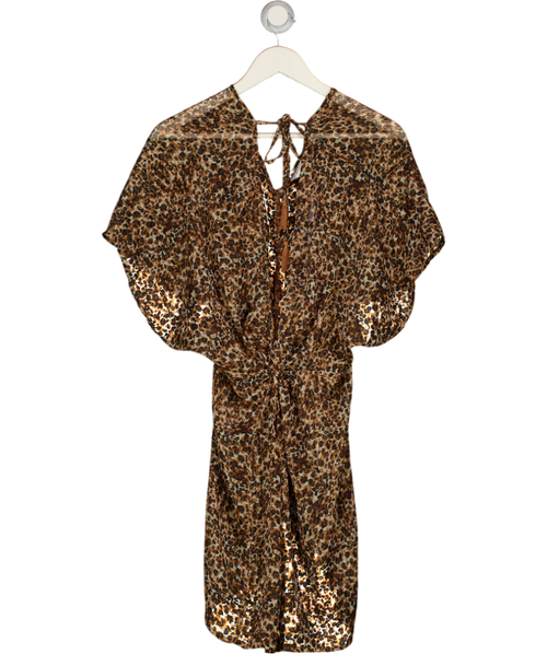 ACCESSORISE Brown Leopard Chiffon Kaftan Cover Up UK M