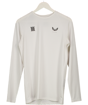 REISS White Castore Performance Long Sleeve Top UK S