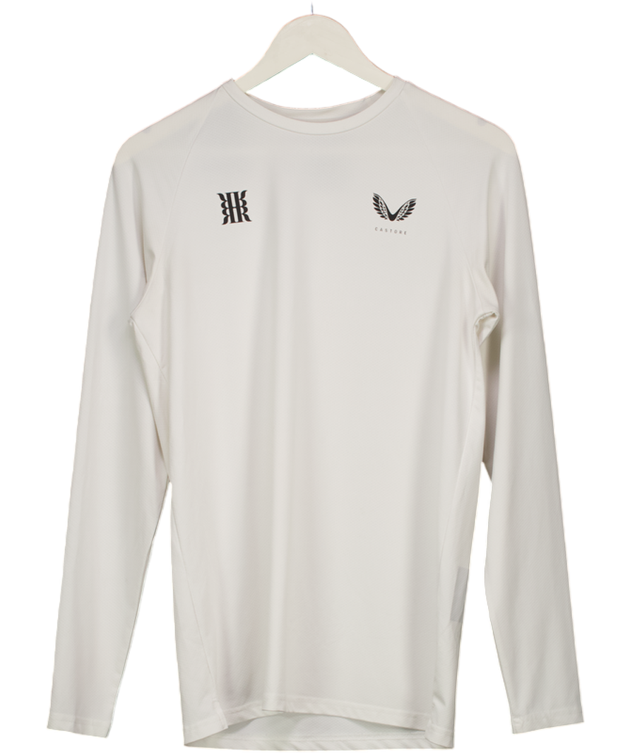 REISS White Castore Performance Long Sleeve Top UK S