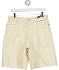 M&S Cream Denim Pleat Front Wide Shorts UK 12