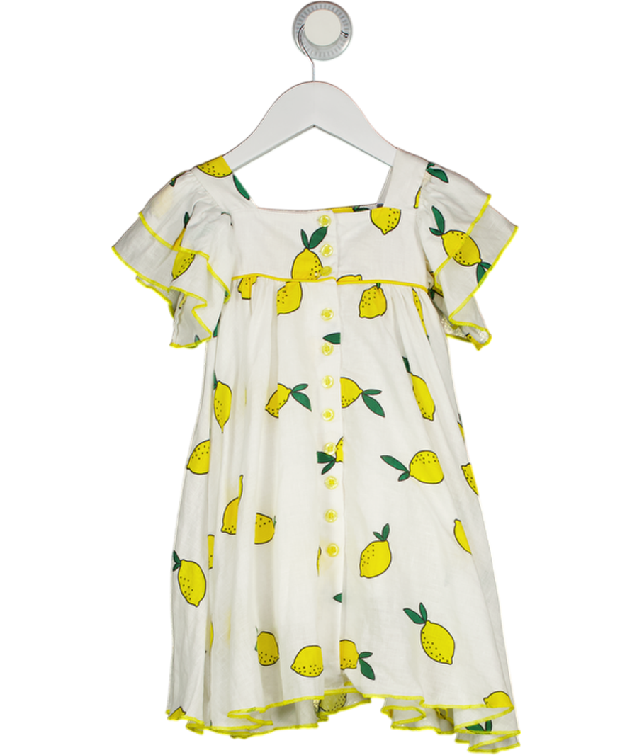 GUL HURGEL White 100% Linen Lemon Print Dress 3-4 Years 3 Years