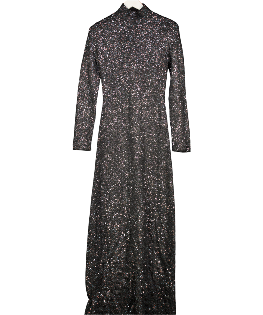 Rag & Bone Black Danni Sequined Sparkle Knit Open Back Maxi Dress UK S