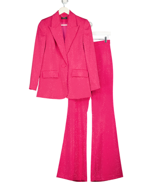 Nadine Merabi 3-piece Hot Pink Kira Embellished Top, Trousers And Bralette Top UK S