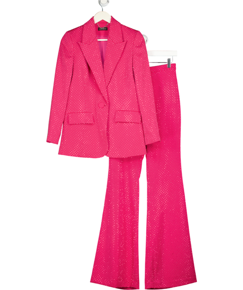 Nadine Merabi 3-piece Hot Pink Kira Embellished Top, Trousers And Bralette Top UK S