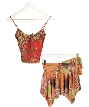 White Fox Multicoloured Floral Leopard Print Set UK XXS
