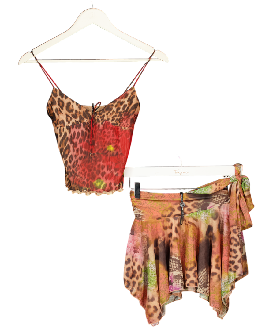 White Fox Multicoloured Floral Leopard Print Set UK XXS