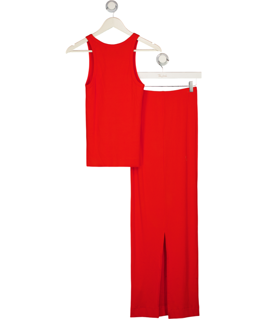 ETERNE Red 2-piece Cotton Modal Ribbed Stretch-jersey Tank (uk M) And Emma Maxi Skirt (uk S) Set UK S/M