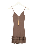 SKIMS Brown Sheer Knit Ruffle Dress Amethyst UK XS