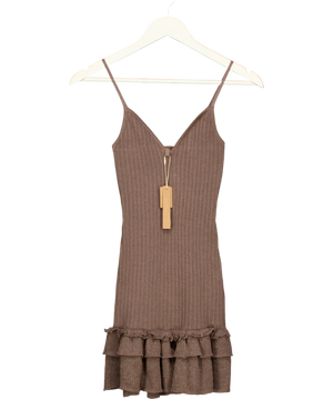 SKIMS Brown Sheer Knit Ruffle Dress Amethyst UK XS