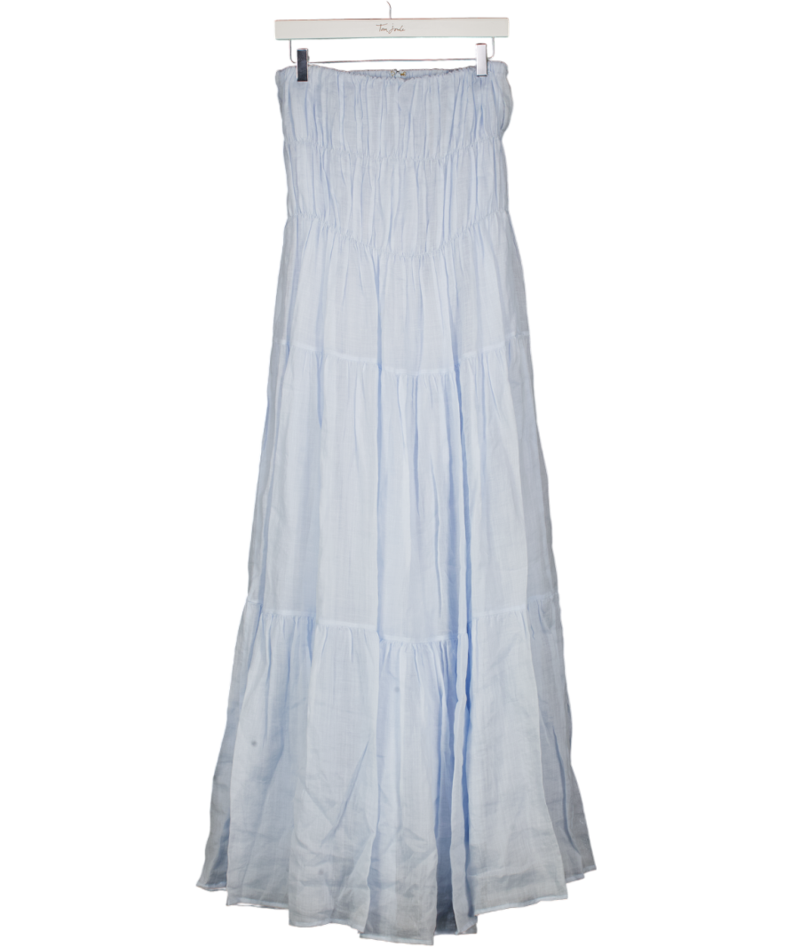 DISSH Pale Blue Artie Cornflower Strapless Ramie Midi Dress UK 6