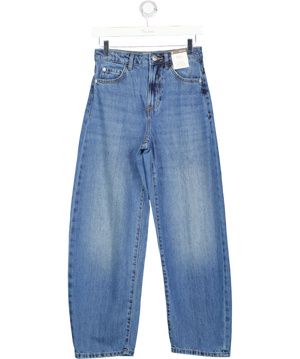M&S Mid Blue Barrel High Rise Full Length Jeans - Regular UK 6